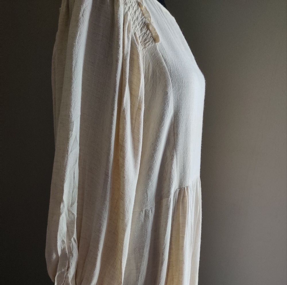 Elegant Cream Long Sleeve Dress - Picture 2 of 6